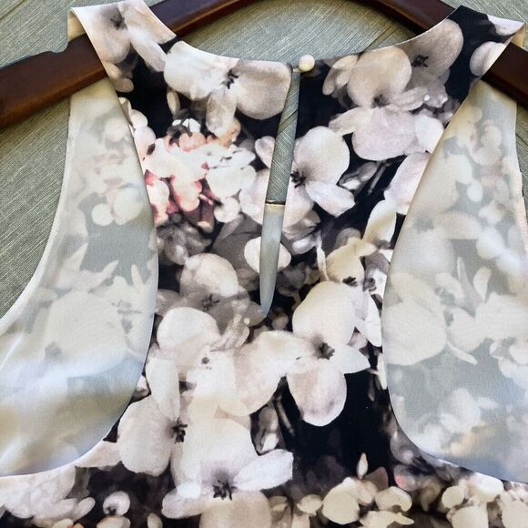 Banana Republic Floral Tank Top Black Pink Size S Sleeveless Racer Back T Strap - Picture 9 of 10